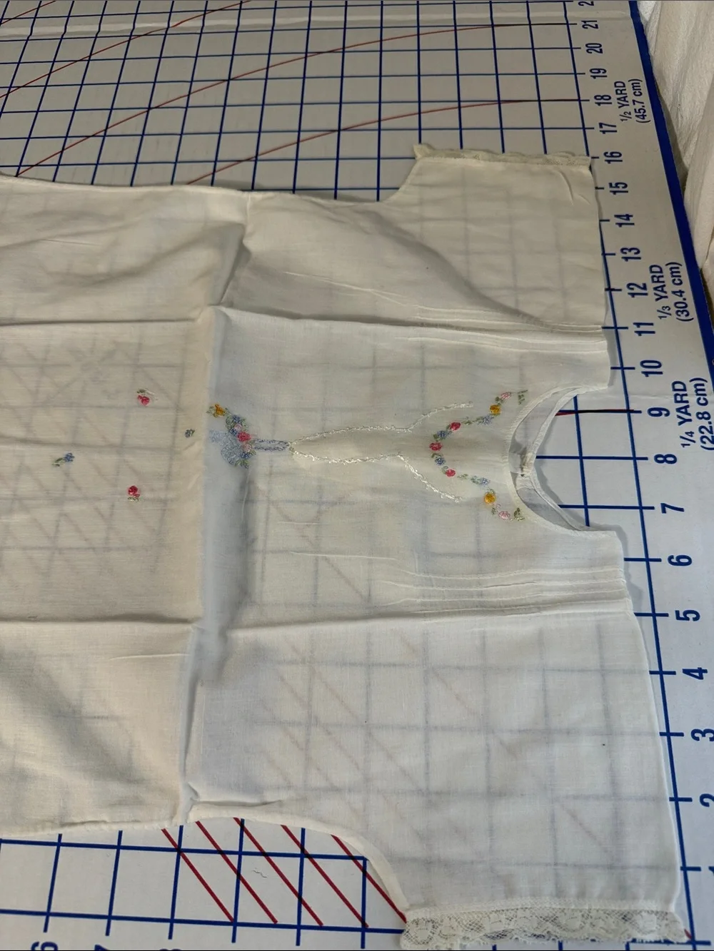 Antique c1920s Handmade Baby Shirt Hand Embroidered Flower Basket Heirloom